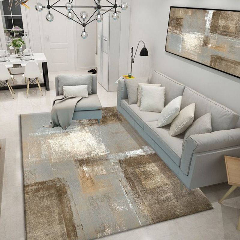 Brown Modern Indoor Carpet Polyester Abstract Area Rug Anti-Split Carpet for Indoor Room