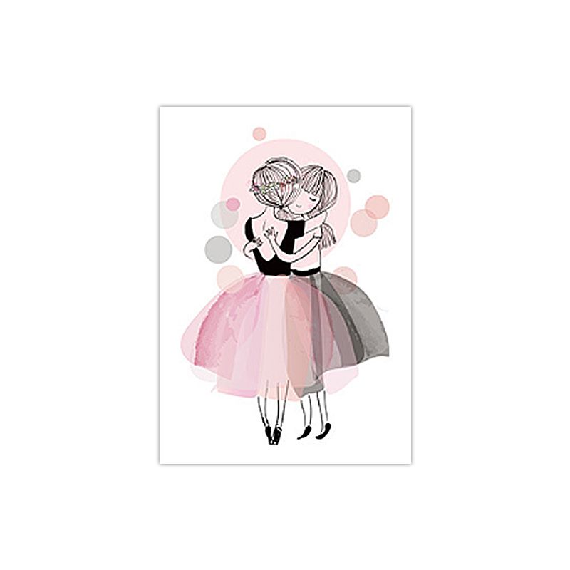 Toile imprimée de figurines d'art pour enfants, couleur douce, dessin de fille, décor mural pour chambre à coucher