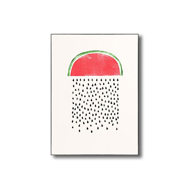 Pink Watermelon Pattern Canvas Textured Wall Art Print for Bedroom, Multiple Sizes