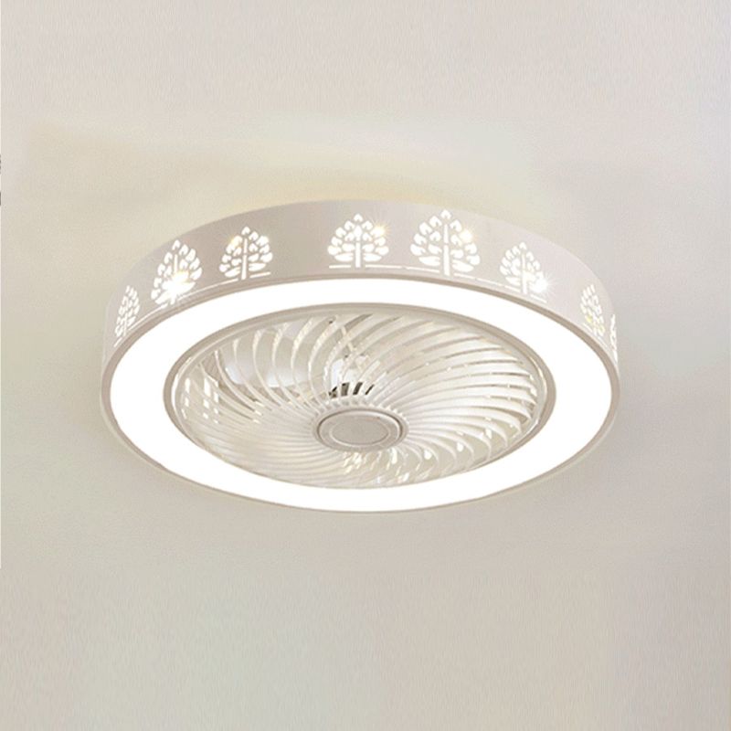 Nordic ausgehöhlte runde Lüfterlampe Metallic Schlafzimmer LED Semi Flush Deckenleuchte