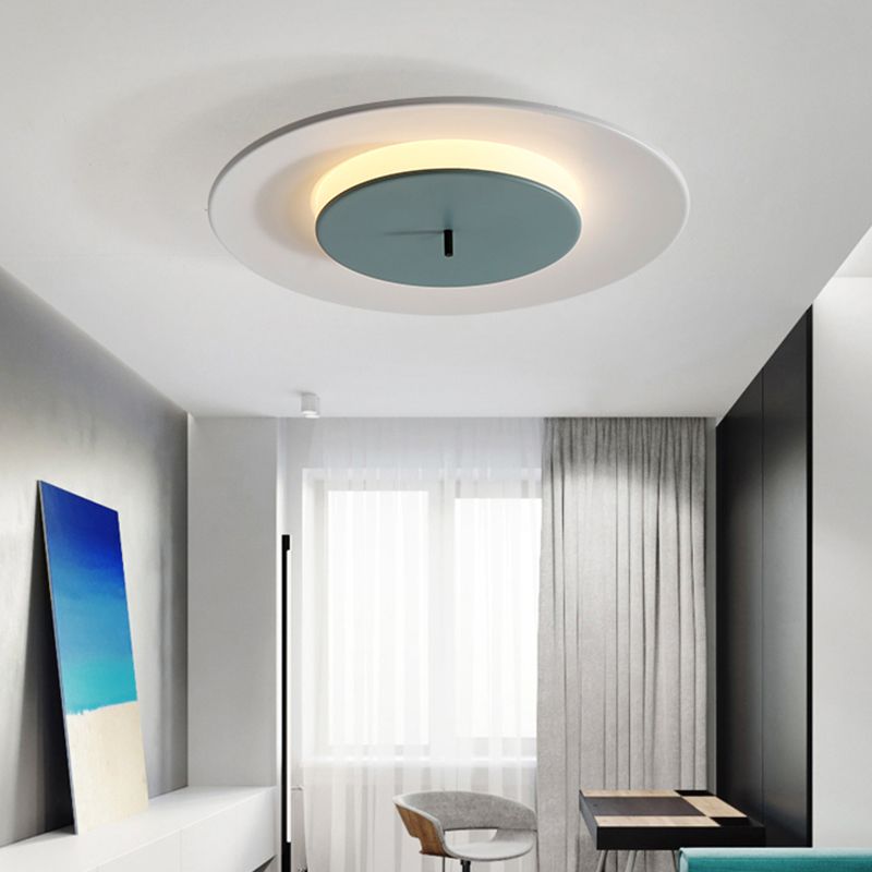 Modern Nordic LED Flush Mount Wrought Iron Macaron Ceiling Fixture with Acrylic Shade