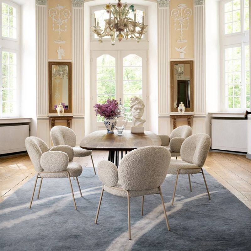 Nordic White Living Room Basic Four Leg Fixed Back Parsons/Arm Chair