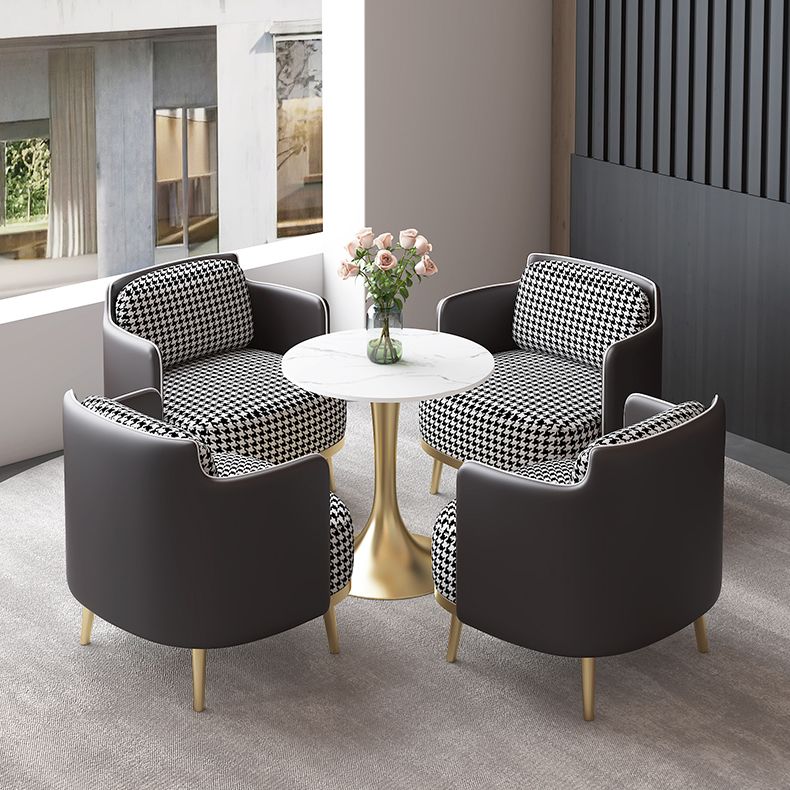 Luxury Sintered Stone Top Dining Table Round Table with Gold Metal Pedestal
