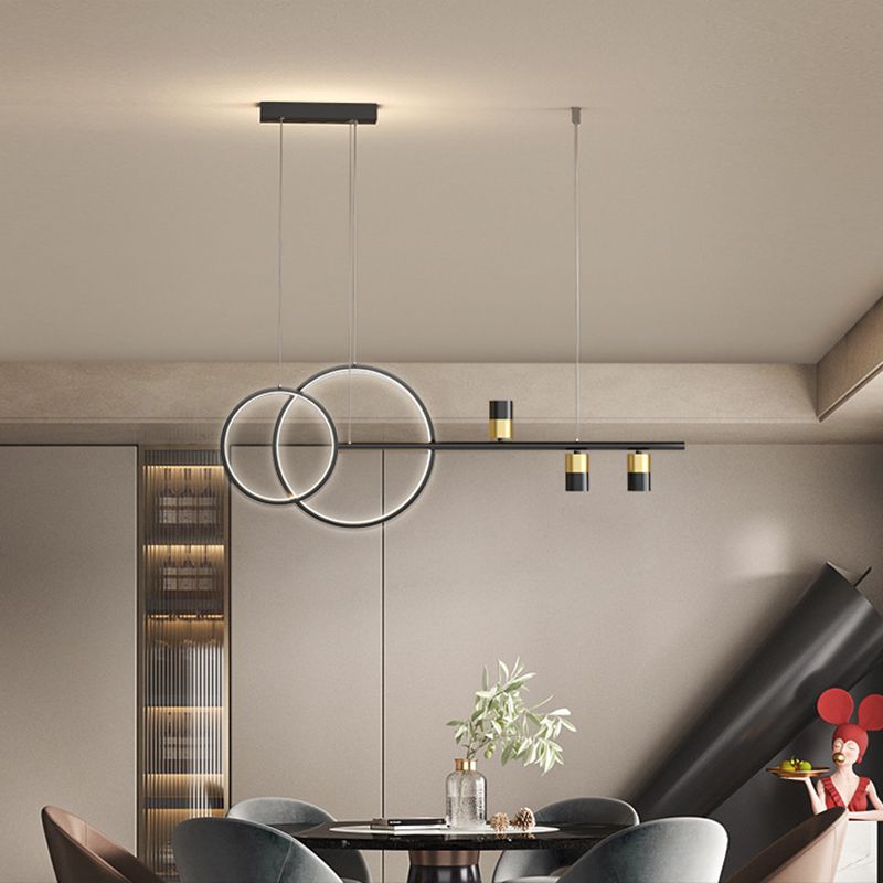Black and Gold LED Island Pendant Light in Modern Creative Style Wrought Iron Linear Hanging Light with Acrylic Shade