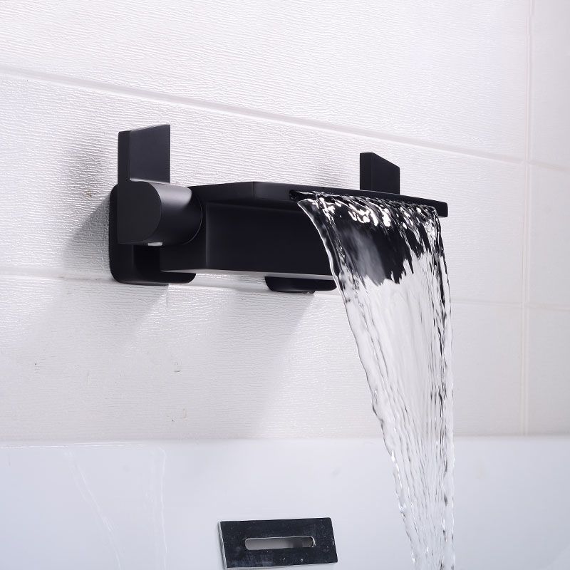 Modern Bathroom Faucet Copper Wall Mount Waterfall with Handheld Shower Tub Spouts