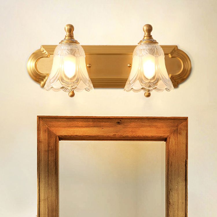 2/3-licht metalen ijdelheid wandlicht traditionele koperen bloem badkamer wand gemonteerde verlichting