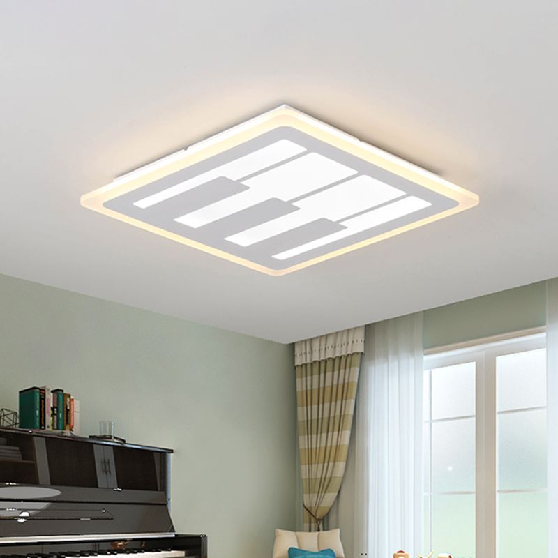 Acrylic Square Flushmount Modernism LED White Flush Mount Ceiling Light in Warm/White Light with Piano Key Pattern