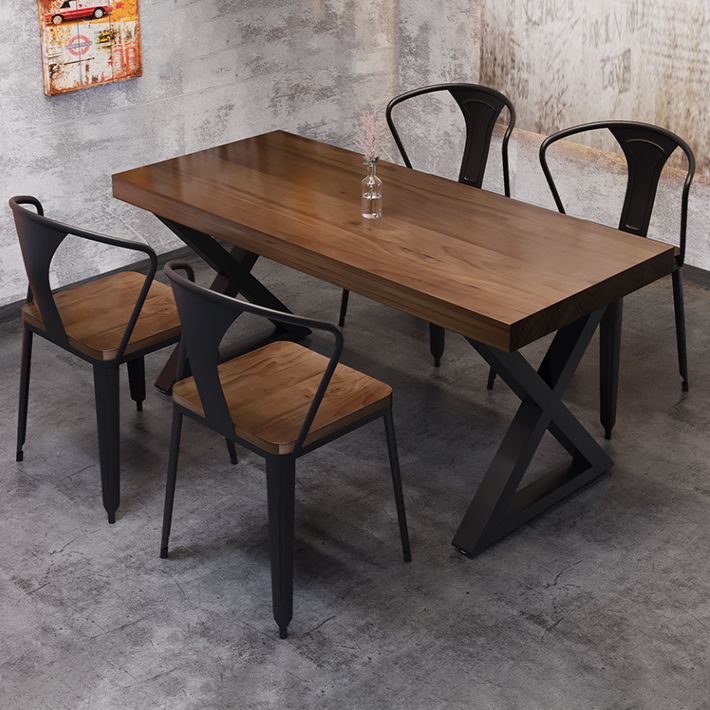 Industrial Style Solid Wood Top Dining Room Set with 4 Legs Table Dining Table Furniture