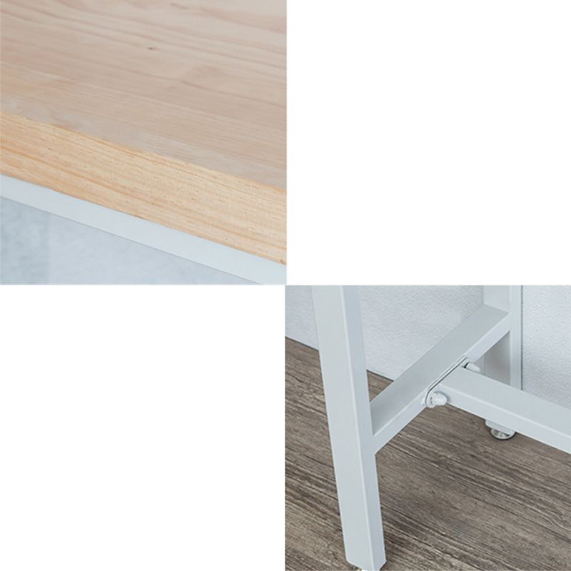 Brown Solid Wood Bar Table White Legs and Metal Base Bar Table