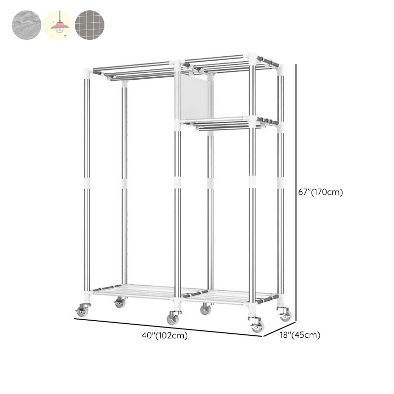 Modern Wardrobe Closet with Shelves Steel Wardrobe Cabinet with Legs