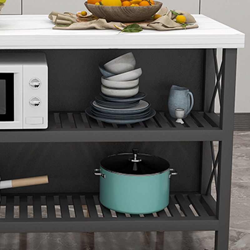 Rolling Modern Kitchen Island Table Dining Room Open Storage Prep Table