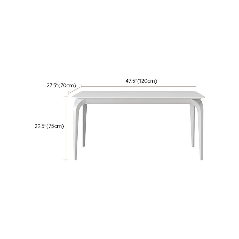 Contemporary White Rectangle Stone Dining Table with 4 Steel Foot