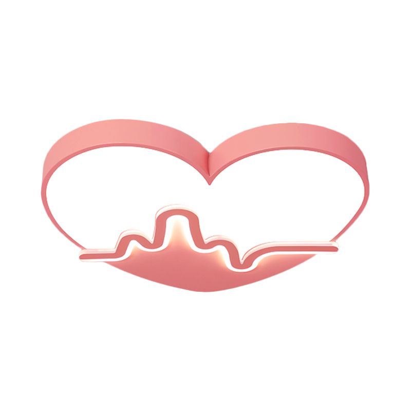Macaron Heart Beating Acrylic Flushmount LED Surface Ceiling Lamp in White/Pink/Gold for Child Bedroom