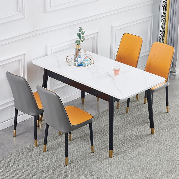 Contemporary Rectangle Dining Room Table White Sintered Stone Table with 4 Legs