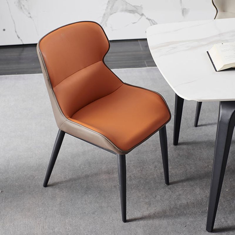 Arm Wingback Side Chair Industrial Style Faux Leather Dining Chairs