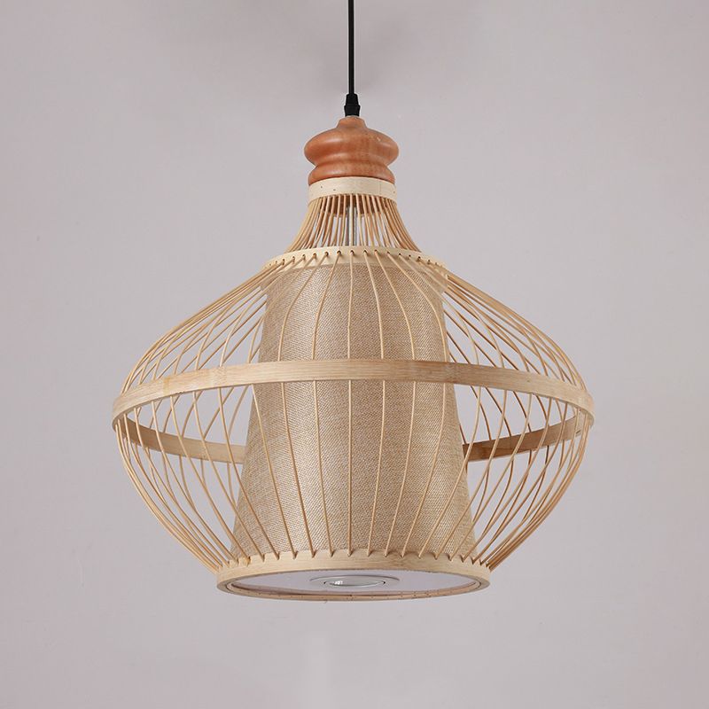 Japanese Pendulum Light Rattan 1-Light Hanging Ceiling Light for Dining Room