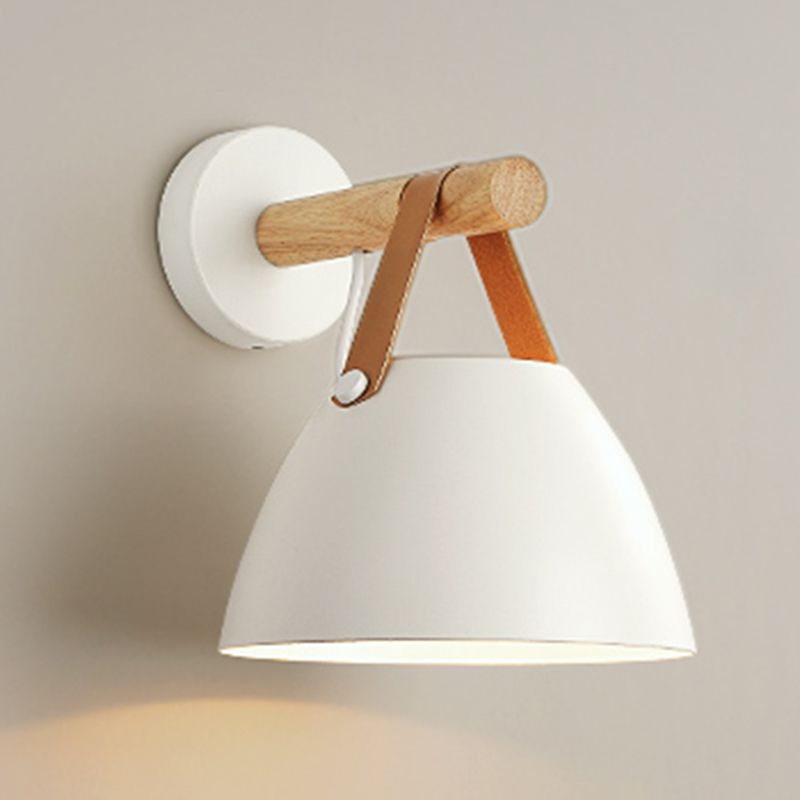 Modern Simple Wall Light Dome Shape Wooden Wall Lamp for Living Room