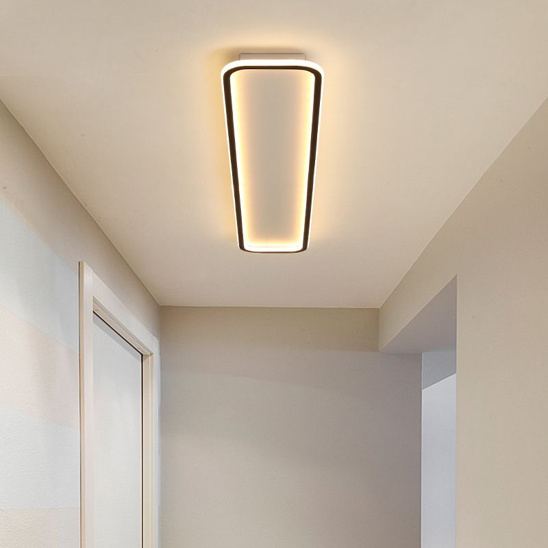 Living Room LED Flush Mount Lighting Modern Black Flush Ceiling Light Fixture with Rectangle Metal Shade