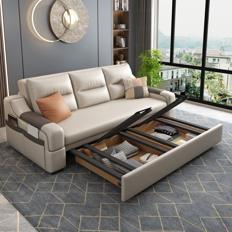 Bonded Leather Sofa Futon Contemporary Futon Sleeper Sofa with Storage