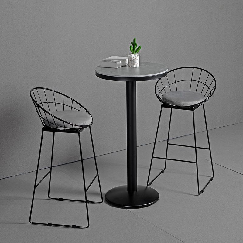 Glam Fabric Bar Stool Bar Height Armless Stool with Metal Base