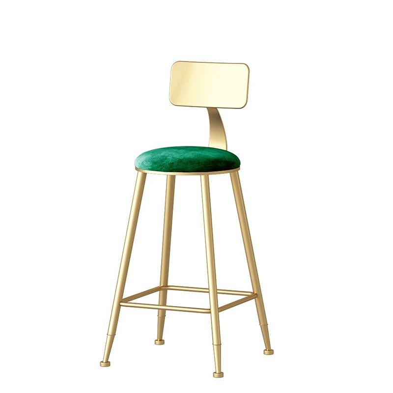 Nordic Style Backrest Counter Stool Iron Cafe Bar Stool with Velvet Cushion and Pedal