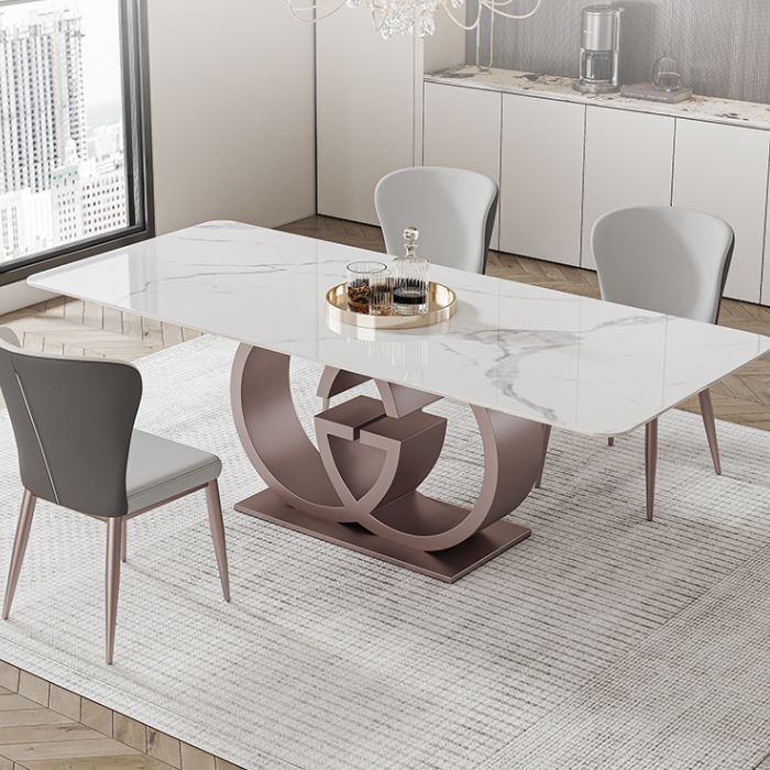 Designer Style Sintered Stone Dining Set Rectangle 1/3/4/7 Pieces Dining Room Table Set