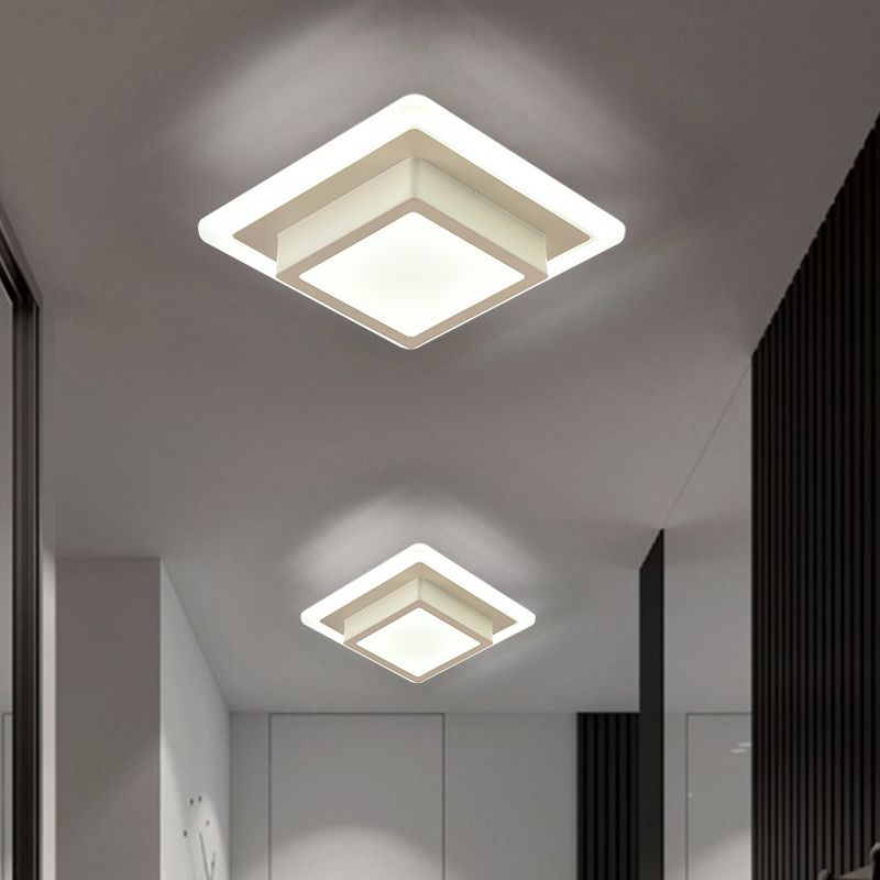 Mini lámpara de techo empotrada redonda/cuadrada, LED de metal contemporáneo, montaje empotrado en blanco/negro, luz blanca/cálida