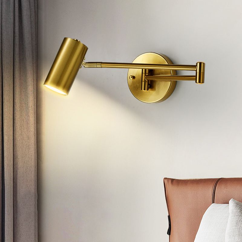 1 Light Swing Arm Flush Mount Wall Sconce Simplicity Metal Wall Mount Lamp