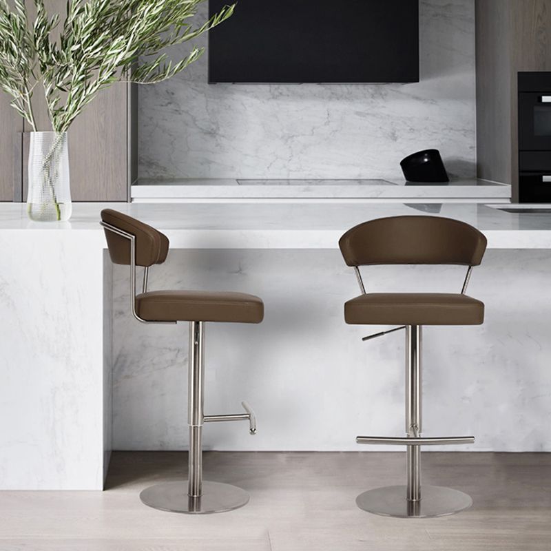Modern Style Adjustable Backrest High Stool with Leather Cushion