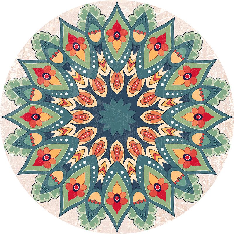 Bohemian Living Room tapis médaillon vert Polyester Polyester Anti-Split Intérieur tapis
