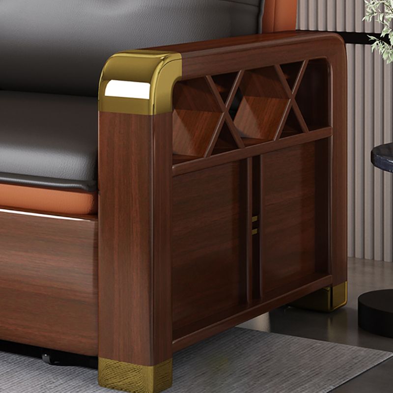 Pillow Included Sofa Futon Solid Wood Futon Sofa Bed with Storage