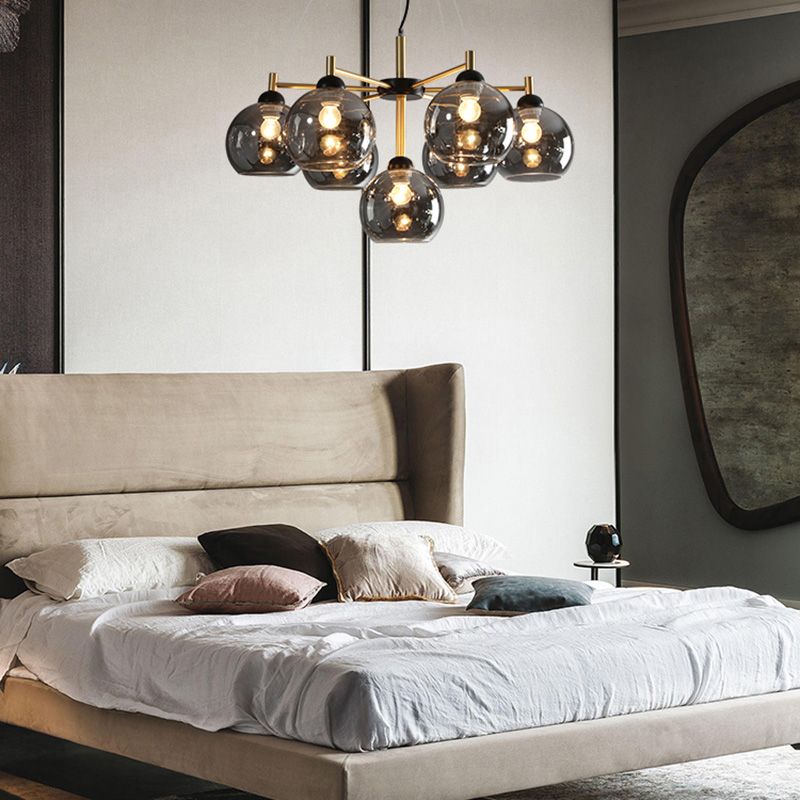 Chandelier en forma de mundo con sombra transparente de estilos modernos para el comedor