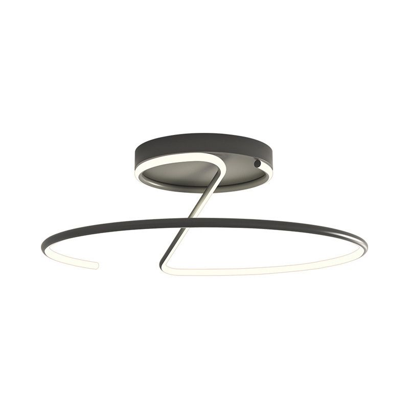Swirl Wave 1-Light Flush Mount Lighting Fixtures Modern Style Black Flush Ceiling Light