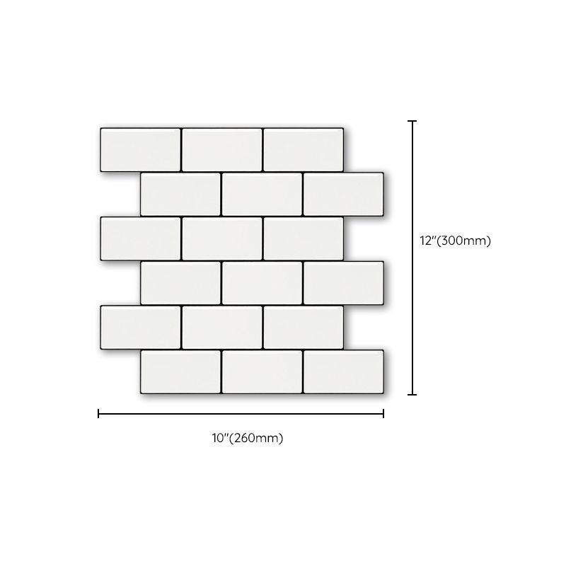 White Subway Tile Water-resistant PVC Peel & Stick Tile for Backsplash Wall