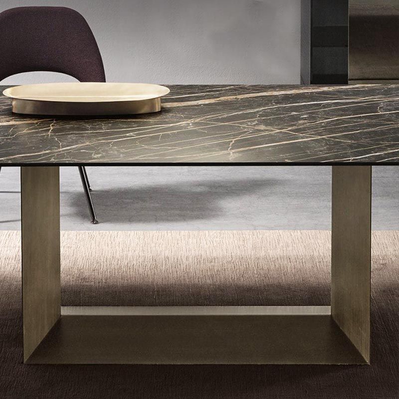 Rectangular Sintered Stone Dining Table Modern Furniture with Steel Base for Home
