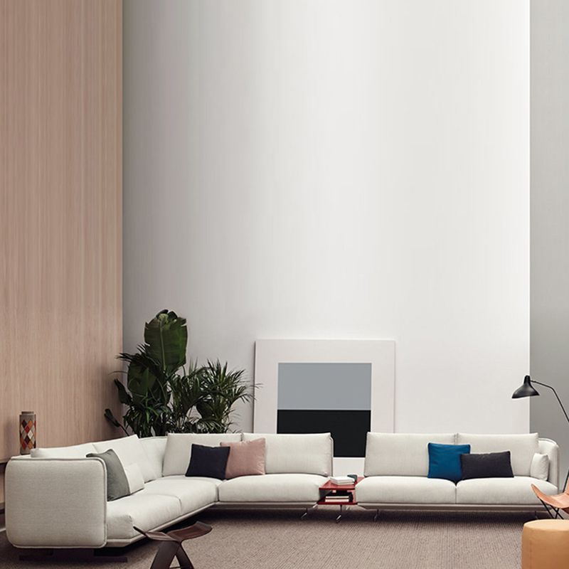 Beige Scandinavian Sofa/sectional with Square Arm for Apartment