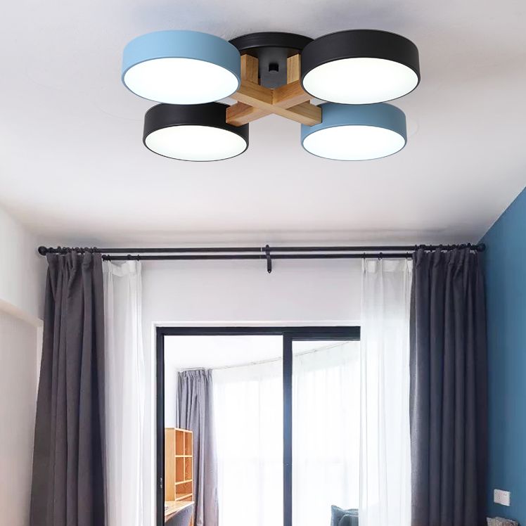 Lámpara de techo LED creativa moderna, soporte semiempotrado de macarrón geométrico de hierro forjado con pantalla acrílica