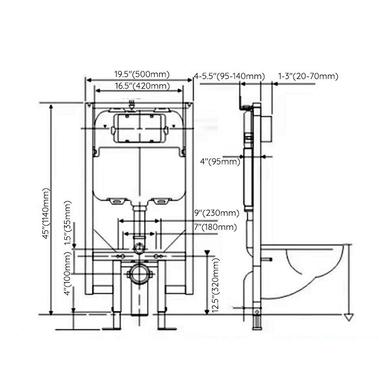 Modern Toilet Wall Mount One Piece Toilet Porcelain Urine Toilet