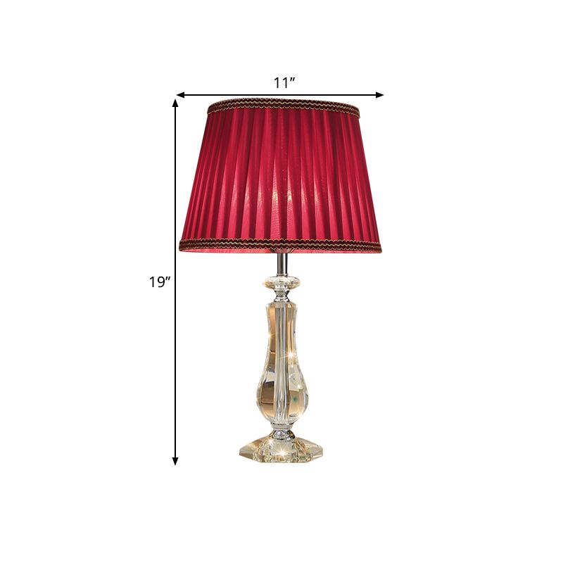 1 hoofd uitlopende/geplooide schaduwtafellamp Traditioneel beige beige/bordeaux/hemelblauwe stof nachtkastje lamp met kristallen kolom