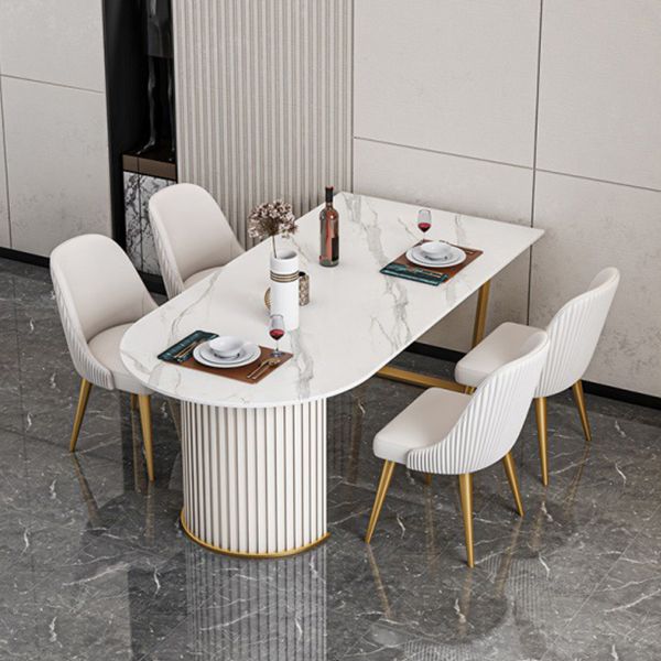 Traditional Luxury Stone Table Double Pedestal Furniture for Dining Room