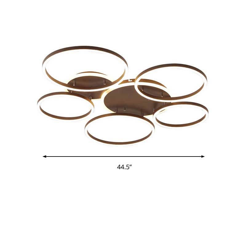 Black Hoop LED Flush Mount Lighting Postmodern 1/2/3-Head Metal Bedroom Ceiling Lamp in Warm/White Light