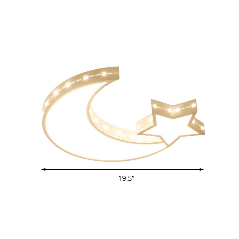 Plafonnier à affleurement en forme de croissant d'étoile creuse en métal pour chambre d'enfant plafonnier LED moderne en blanc