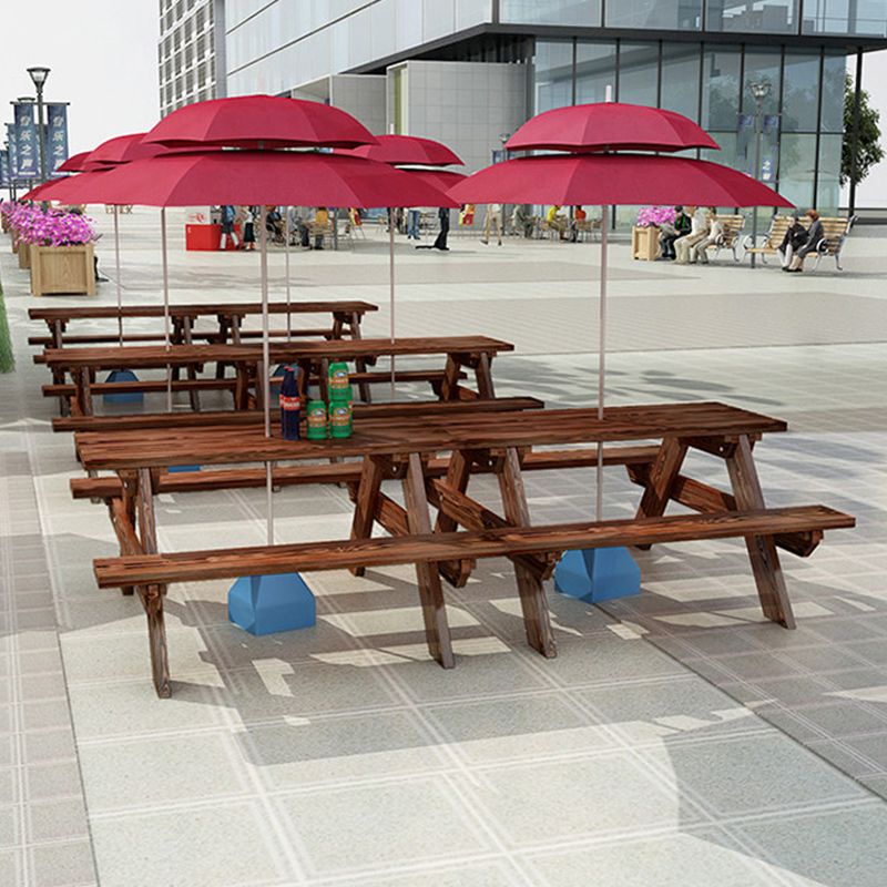 Farmhouse Style Patio Table Outdoor Rectangular Wooden Camping Table