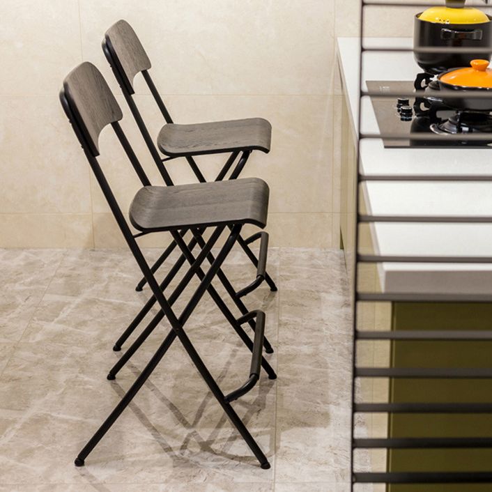 Industrial Folding Wood Stool Backrest Counter Stool for Restaurant