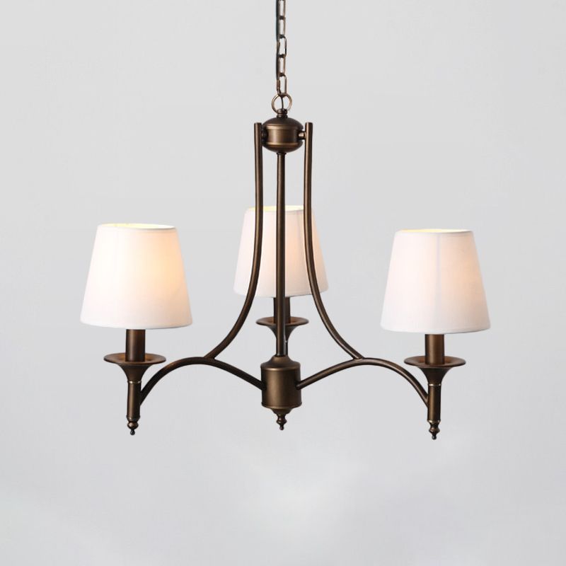 Tapered Fabric Pendant Light Kit Rustic 3/8-Light Living Room Hanging Chandelier in Blue