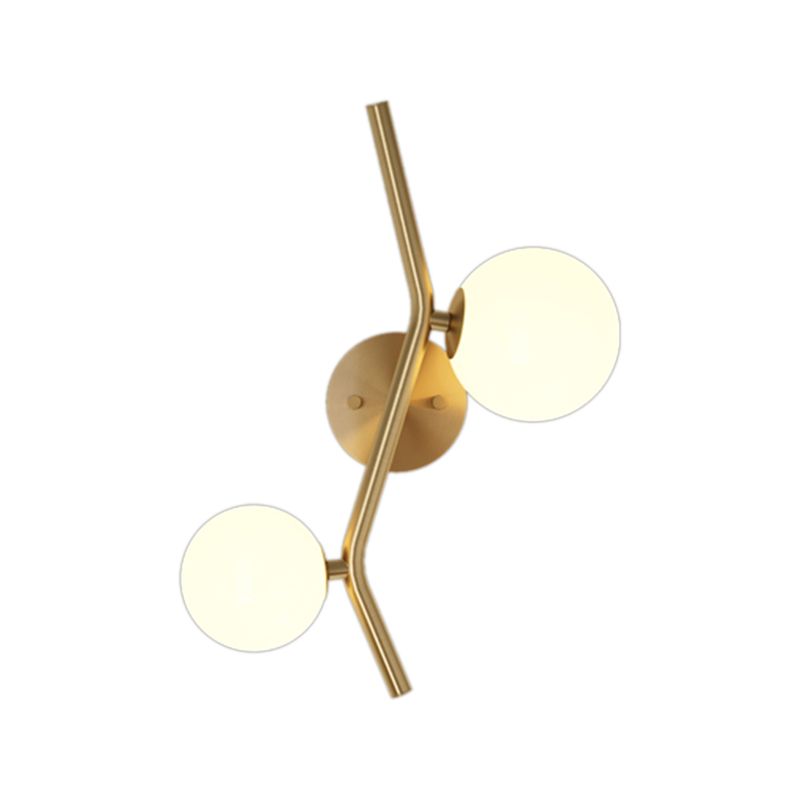 Glass Ball Shape Sconce Light Modern-Style 2 Lights Wall Light Fixtures in Gold
