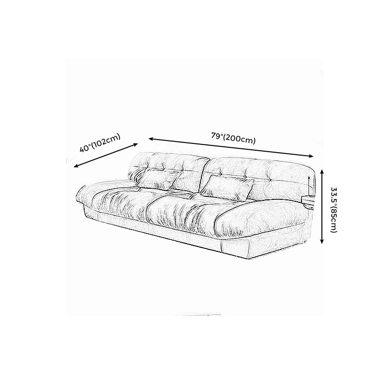 Brown Modern Armless Chesterfield Sofa with Bolster Pillows for Living Room, Apartment