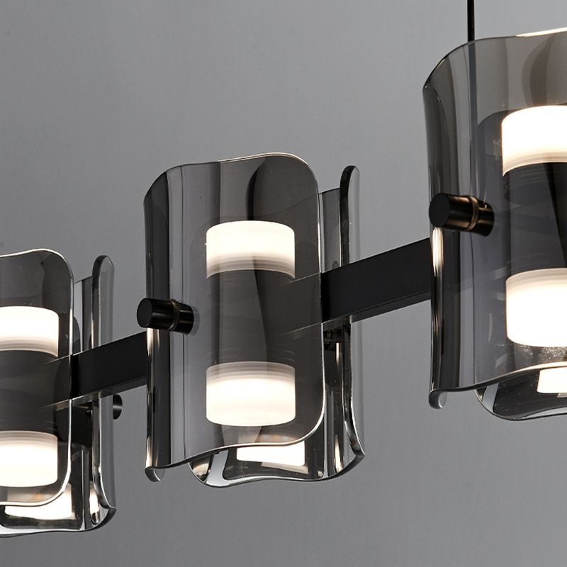 Black Hanging Light Contemporary Island Lighting with Glass Shade for Kitchen