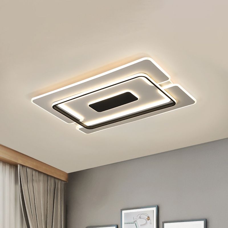 Lampada da soffitto a superficie rettangolare sottile, modernismo, in acrilico, per soggiorno, lampada da incasso a LED in bianco-nero