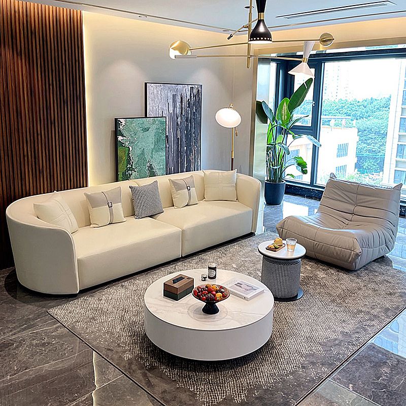 Stain-Resistant Modern Faux Leather Sofa/Sectional Pillowed Back Cushions